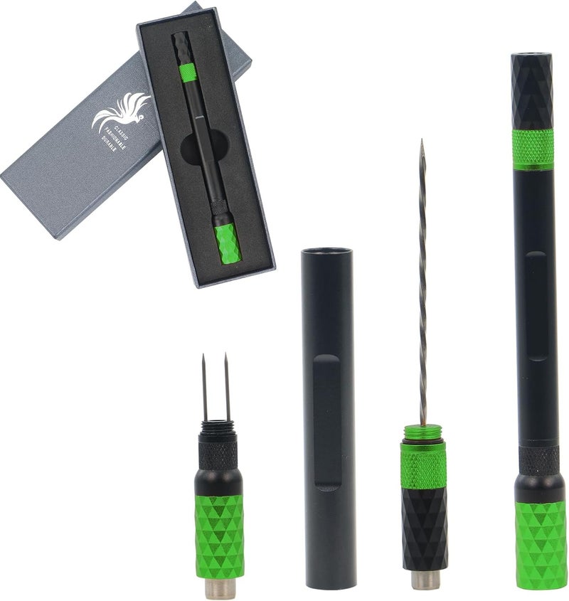 CaLeQi Cigar Punch Cigar Draw Enhancer and Cigar Nubber 4 in 1 The Cigar Punch for all Cigars is a Practical and Essential Cigar Accessories for Cigar Lovers Great Gift for a Man （Black Green） - Image 1